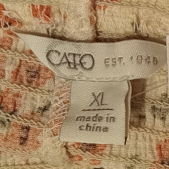 Cato Mini Skirt Shirred Ruffle Orange Floral Womens XL Cottage Flirty New w/ Tag - Picture 4 of 12